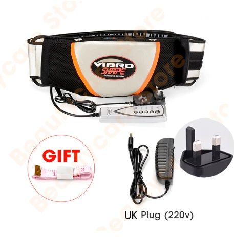UK Plug(220v)black Нагревательный вибрирующий пояс для сауны. Ремни для массажа для похудения. Массажный гибкий Вибрационный Слендер для сжигания жиров, пояс для похудения - Цвет: UK Plug(220v)black