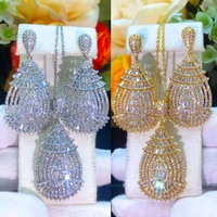soramoore luxury charm shiny drop pendant necklace earring sets for women wedding bridal cubic zircondubai high end jewelry sets