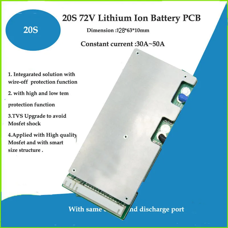 Печатная плата BMS 20S Li ion 72 в или Lifepo4 60 с постоянным током 30 А 40 50 и балансом для