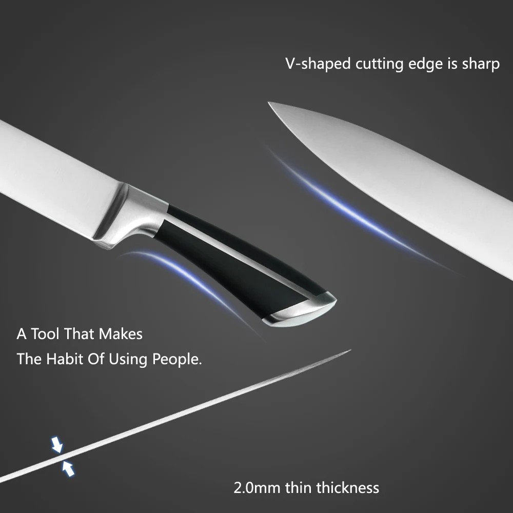 MUZ набор ножей из нержавеющей стали с черной ручкой лезвие ивы для приготовления