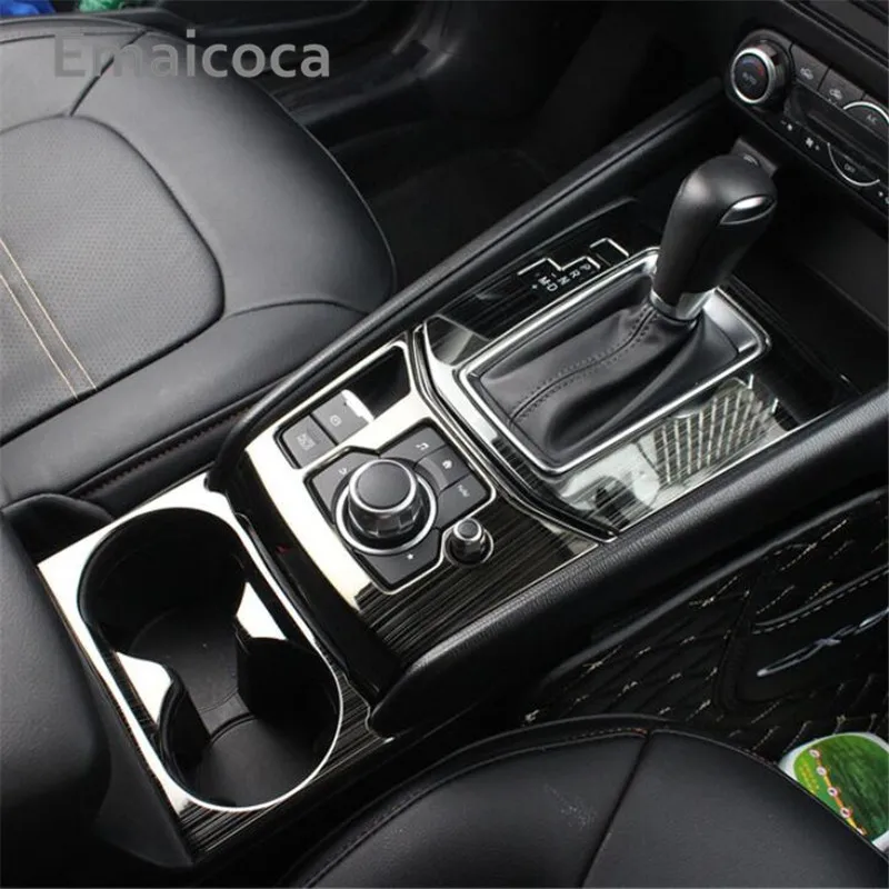 

Car Accessories Gearbox Water Cup Holder Vol Knob Panel Trim Interior Decoration Frame Sticker For Mazda CX-5 CX5 2017-2021