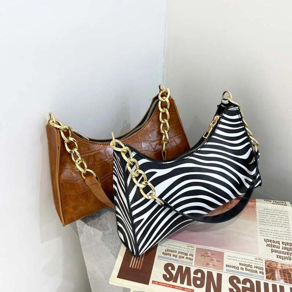 

Casual Alligator Pattern Design Shoulder Bag Retro Women PU Leather Shopping Bag Pure Color Underarm Bags