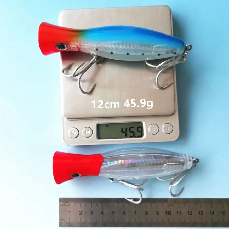 

Swolfy 2pcs 12cm 40g Big Popper Wobbler Hard Isca Artificial Topwater Fishing Lure Crankbait Fishing Bait Pike Bass Lure