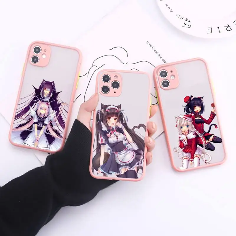 Chocola Nekopara чехол для телефона простой матовый бампер iphone12 11 Pro Max X XS XR 7 8 плюс 12 мини