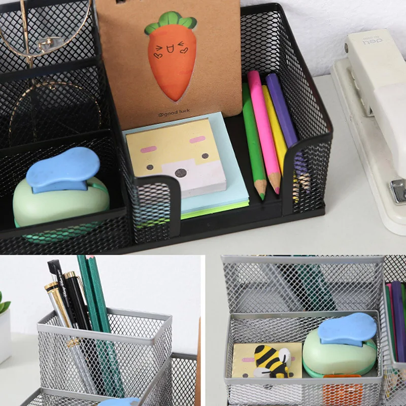 

Newly Metal Desktop Pen Holder Office Storage Box Pencil Desk Mesh Organizer MK
