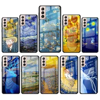 van gogh oil painting for samsung galaxy s21 ultra plus a72 a52 4g 5g m51 m31 m21 luxury tempered glass phone case cover