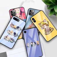 demon slayer kawaii anime cute tempered glass case for apple iphone 12 11 pro x xr 7 8 xs max plus 6 6s cell phone cover 12mini