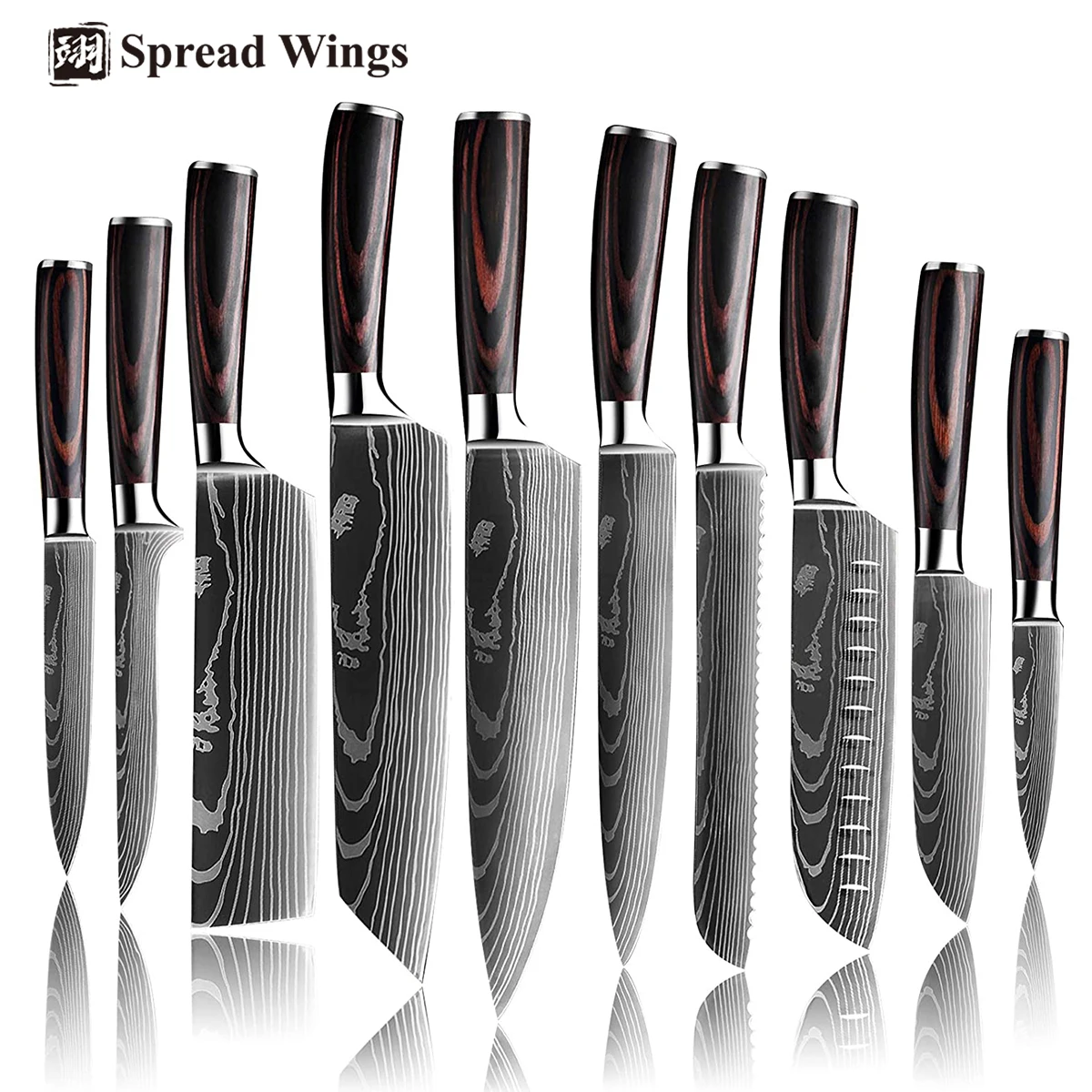 Набор японских кухонных ножей из нержавеющей стали шеф-повар сантоку с лазерным