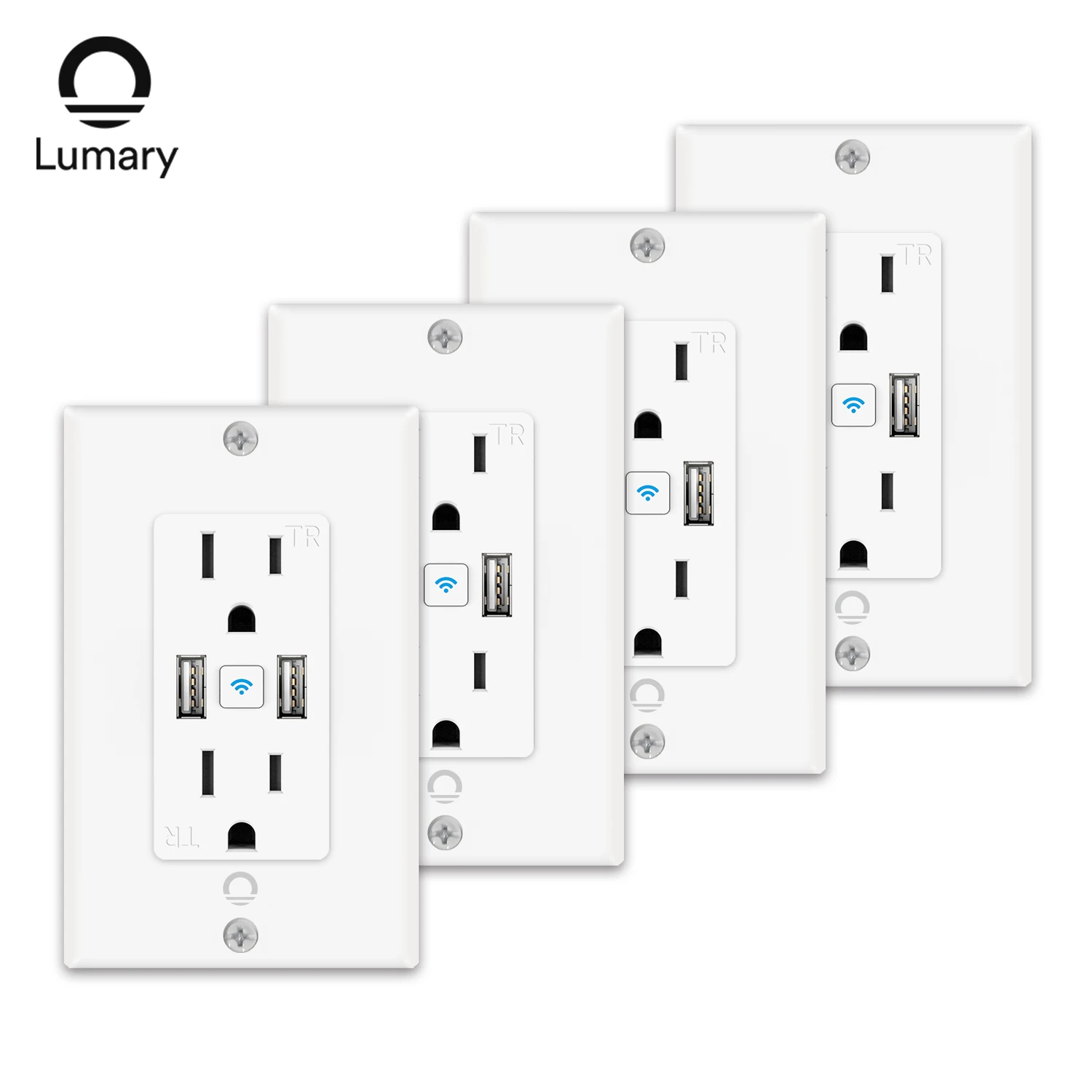 

Умная Wi-Fi розетка Lumary, 4 шт., настенная USB-розетка, устойчивая, двойная розетка с разрезом, голосовое управление, Беспроводные USB-порты, работае...