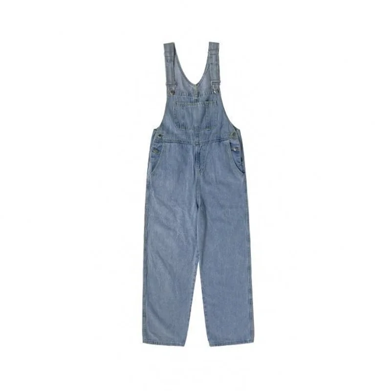 

Jumpsuits Women Wide-leg Denim Trousers All-match Solid Blue Suspenders Students Empire Korean Fashion Streetwear Chic Bottoms