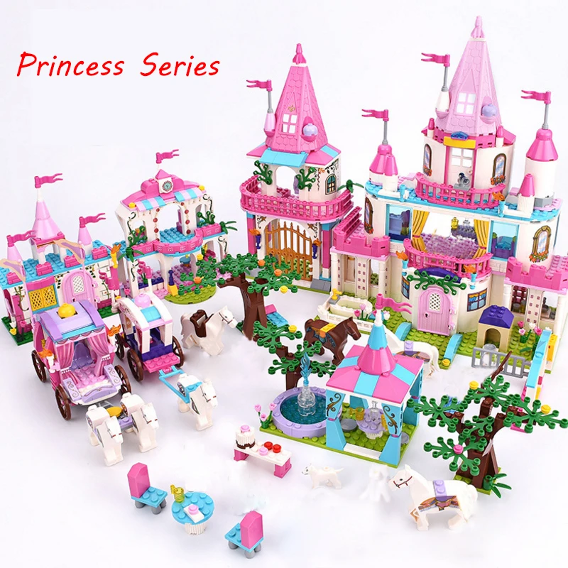 

Princess Dream Fairy Castle Building Blocks Royal Carriage Cinderella Romantic Palace Model Bricks Friends Girls Toys Christmas