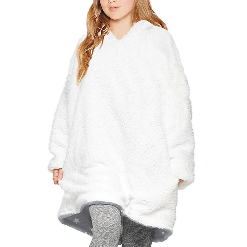 

winter Printed Oversized Hoodie Blanket for Children Outdoor Hoody Sweatshirt Sherpa Coats Pullover Hoody Blanket paied