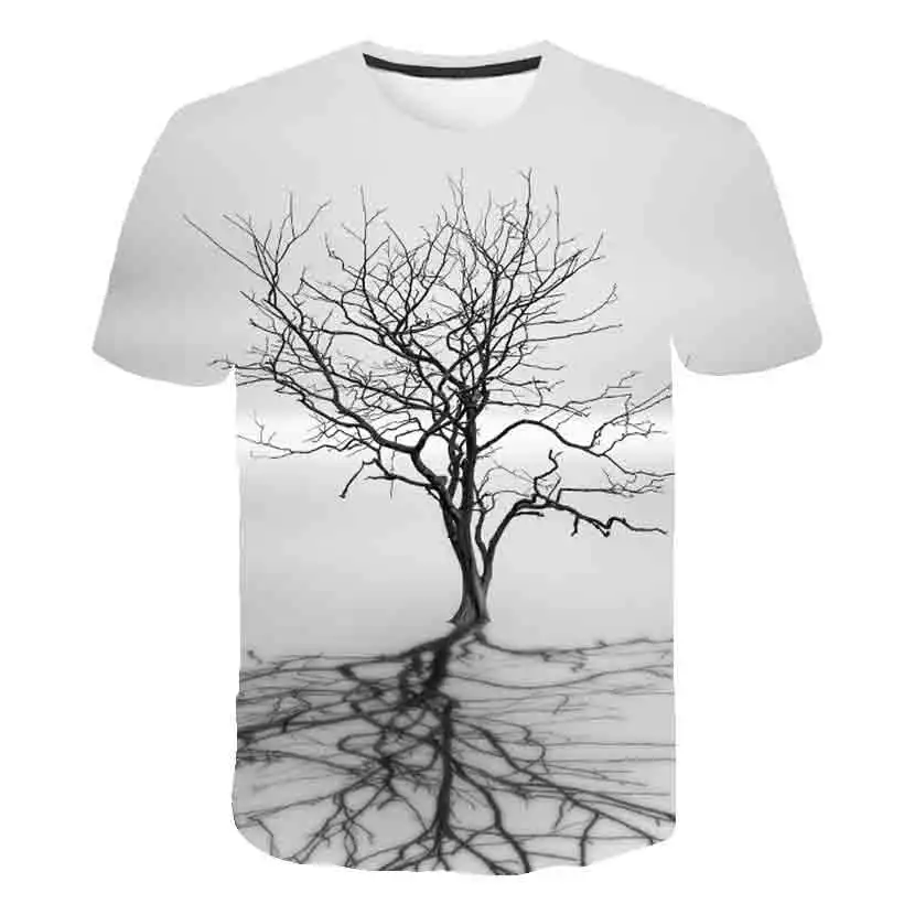 

New 4-14 year old landscape beauty T-shirt boys and girls fashion short-sleeved funny 3D T-shirt round neck fashion casual top