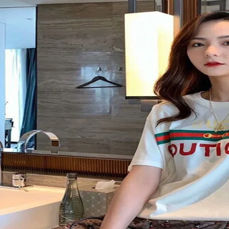 

New Summer Products Classic Trendy Brand Luxury Design Cartoon Printing Pattern Printed Logoletters Cotton T-shirtÂ white 100069