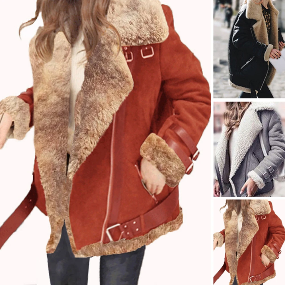 

Winter Fur Coat Women Slim Cotton Warm Thick Faux Fur Coat Women Casual Suede Lamb futro Woman Parka Outerwear Teddy Coats