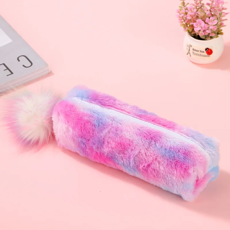 Kawaii пенал милый плюшевый школьный Радужный для девочек большой ручек