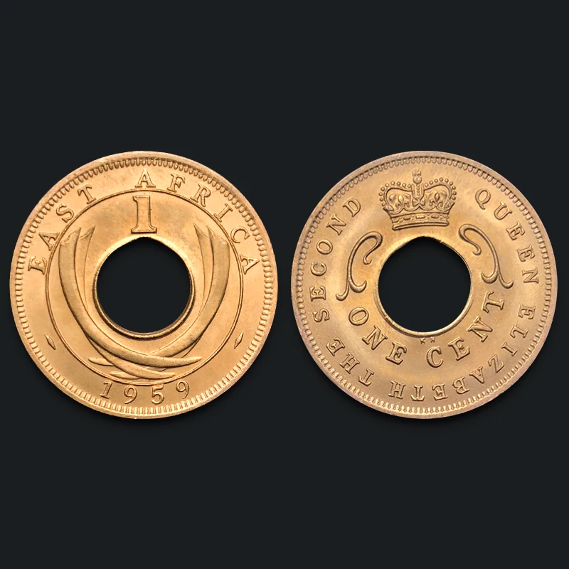 

British East Africa 1 Cent Metric Copper Coin Crown 1959 Genuine Original Coins 100% Real Issuing Collection Coins Unc Africa
