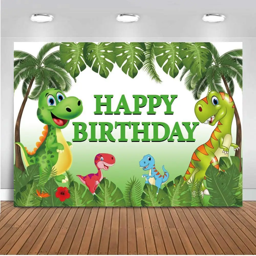 

Cartoon Forest Dinosaur Animals Jungle Safari Birthday Party Photography Background Baby Photo Booth Studio Props Vinyl Backdrop