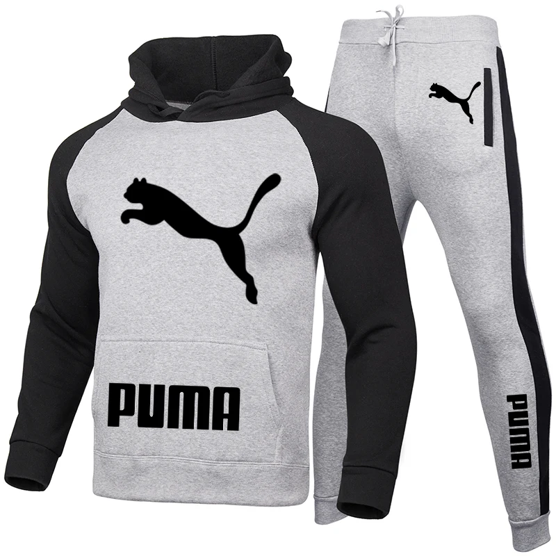 

Puma Spring/Autumn New Sportswear 2021 Hot Style Double Color Sweatshirt Hoodie + Pants Set Leisure Pullover High Quality Print