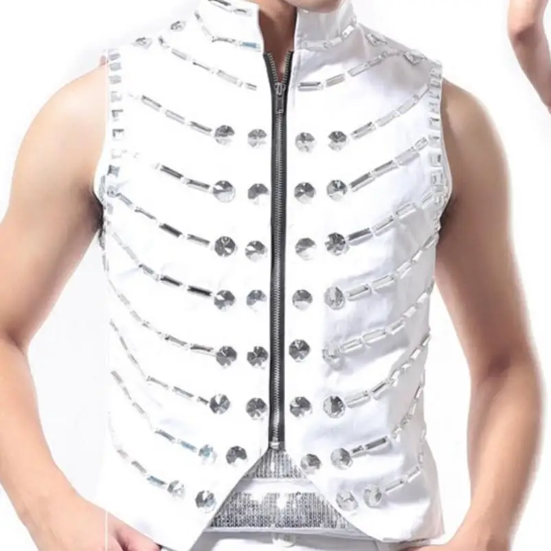 

HOT / Men's New Fashion Personalized customization Singer costume DJ mirror costume Large size /S-5XL