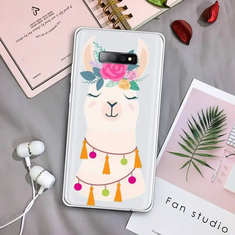 

Lovely Lama Llama Alpacas Phone Cases Transparent For Samsung Galaxy S A 5 7 8 9 2015 20 edge plus 10 e lite 2019
