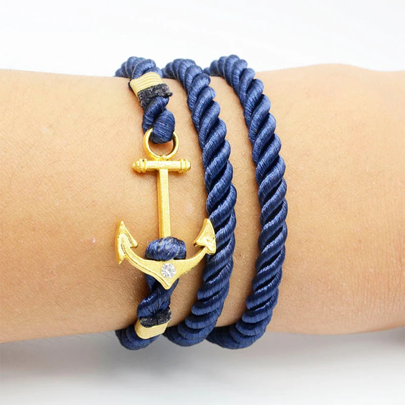 

Anchor Bracelet Made of Nylon Brass on Hand Couple Men's and Women Jewelry Chain Accessories