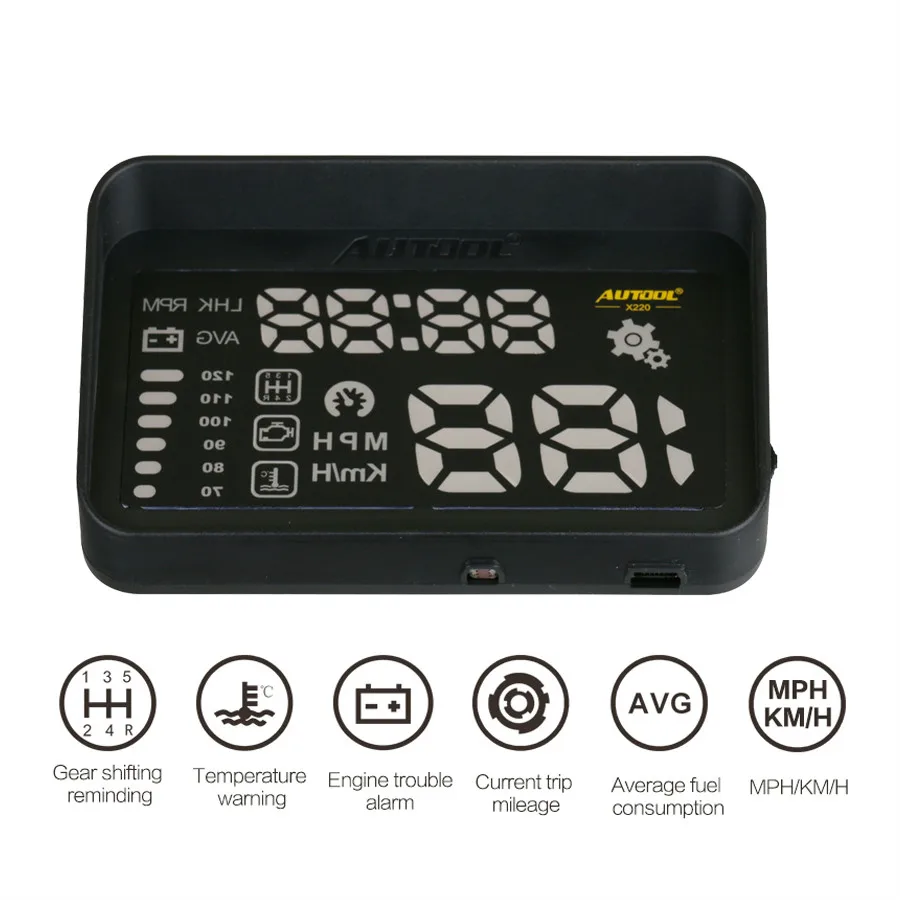 AUTOOL X220 HUD автомобиля gps Спидометр OBD 2 спидометр цифровой Предупреждение Системы
