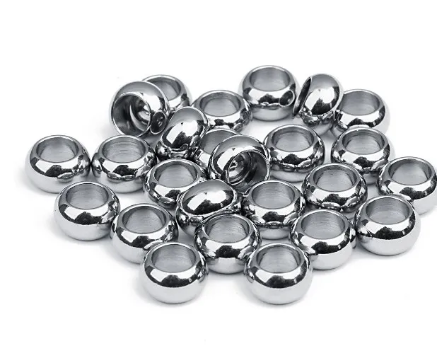 

20 шт./лот волнистые металлические бусины из нержавеющей стали с большим отверстием, бусины с отверстиями, плоские бусины Будды, бусины для и...