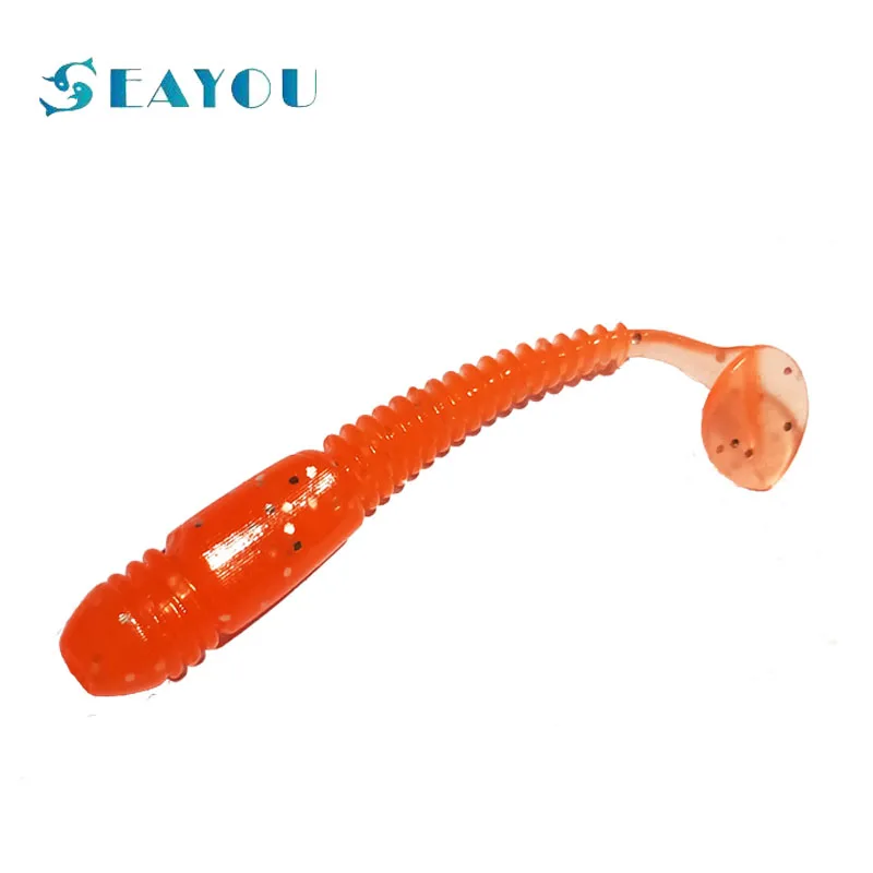SEAYOU 15 шт./пакет 60 мм 1 г Мягкая приманка в виде червя с лопастным хвостом