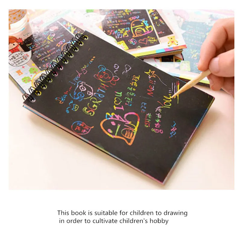 Забавная Волшебная Красочная доска для рисования бумага выскабливания дети