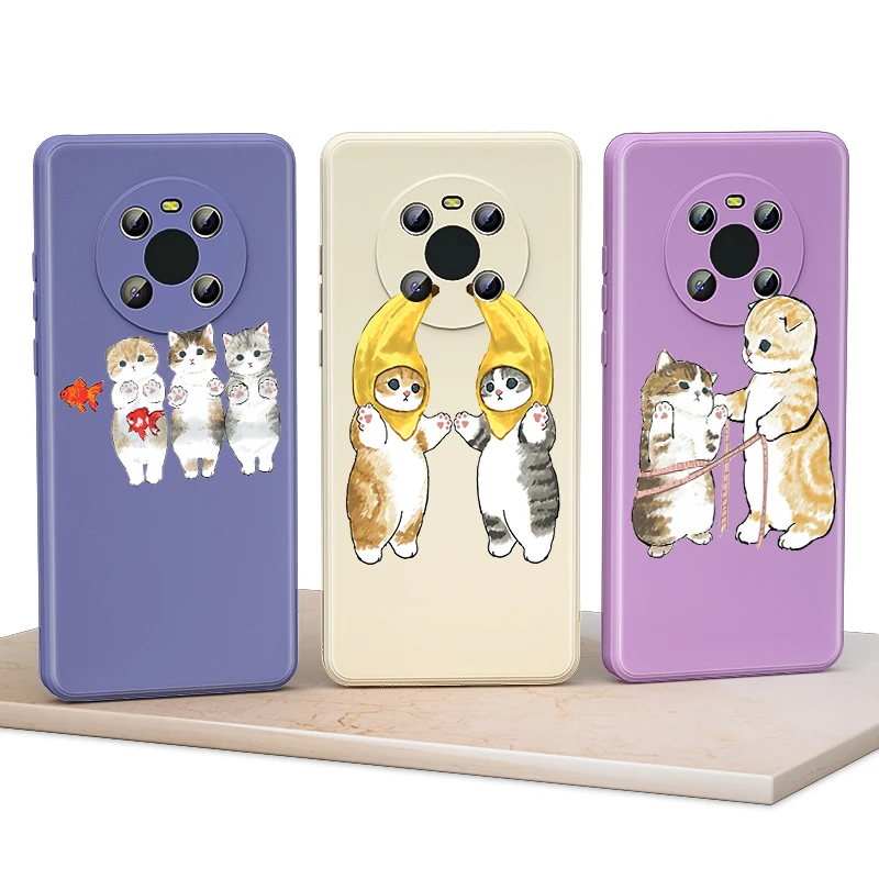 

Cartoon Cat Funny for Huawei Mate 40 30 20 Pro Lite Y9 Prime Y7 Y6 2019 2020 Liquid Silicone Soft Cover Phone Case