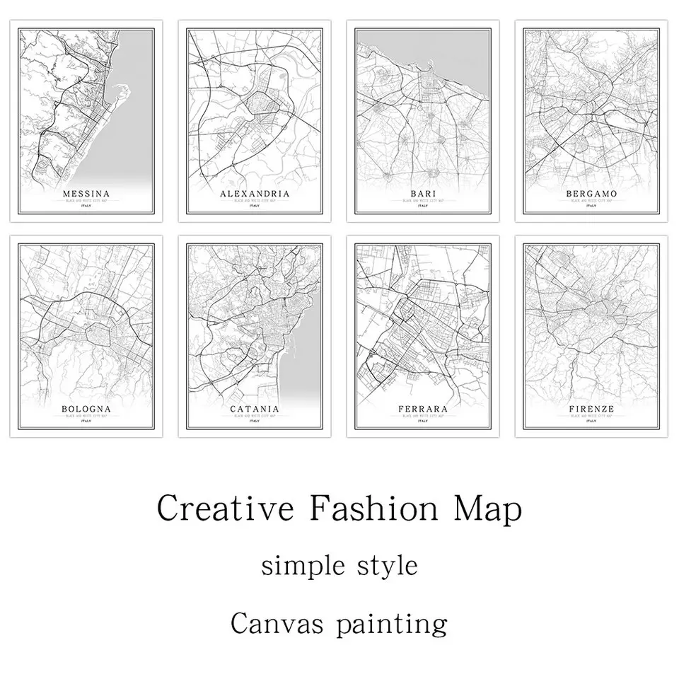 Итальянский настенный плакат черно белого цвета в скандинавском стиле для