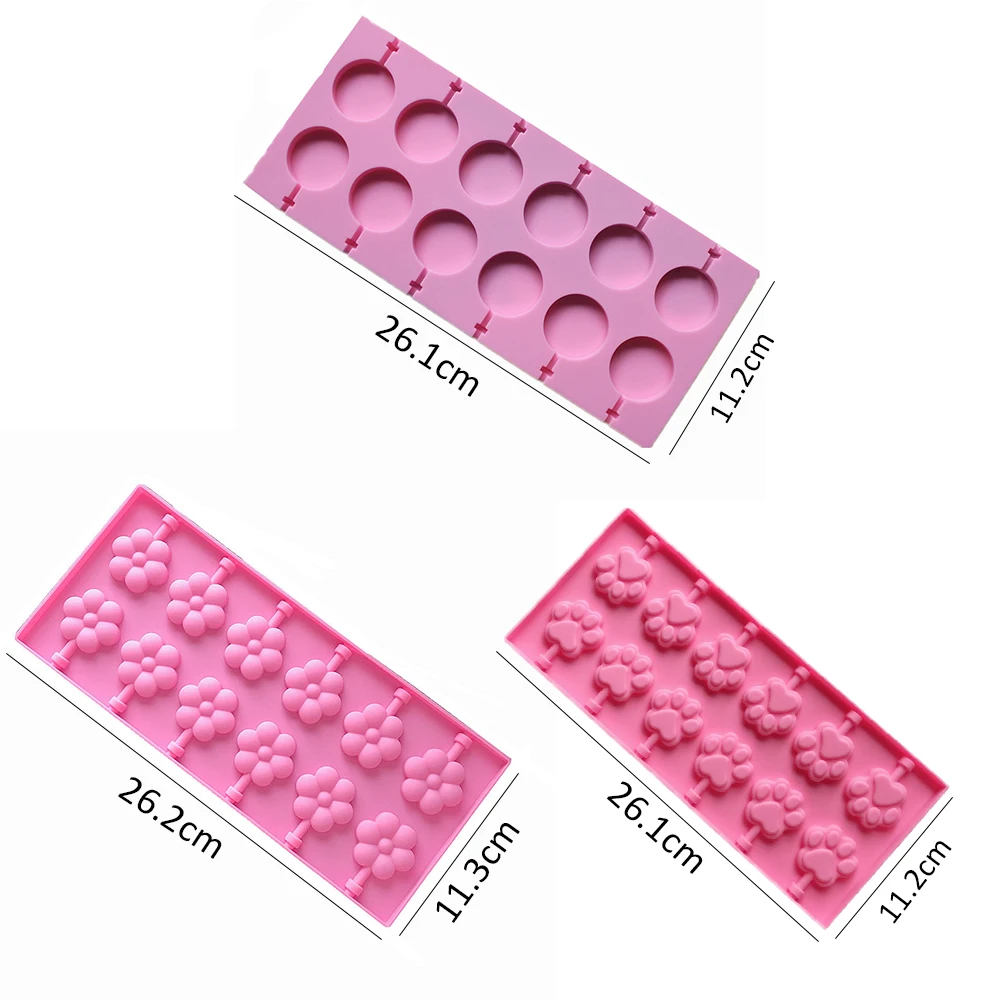 

Silicone Candy Lollipop Mold Little Flower Paw Round Shape Molds Decorative Chocolate Molds Homemake Dessert Tools