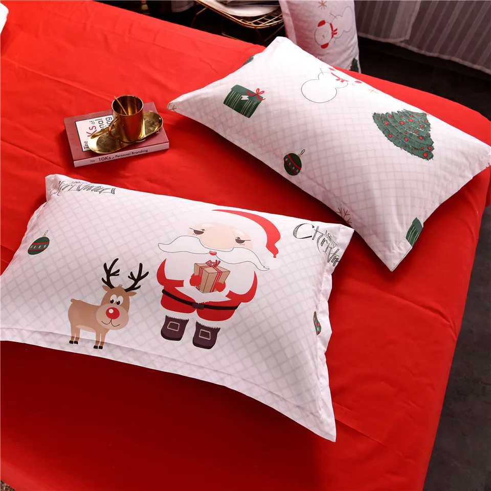Рождественский Комплект постельного белья пододеяльник с наволочками белый
