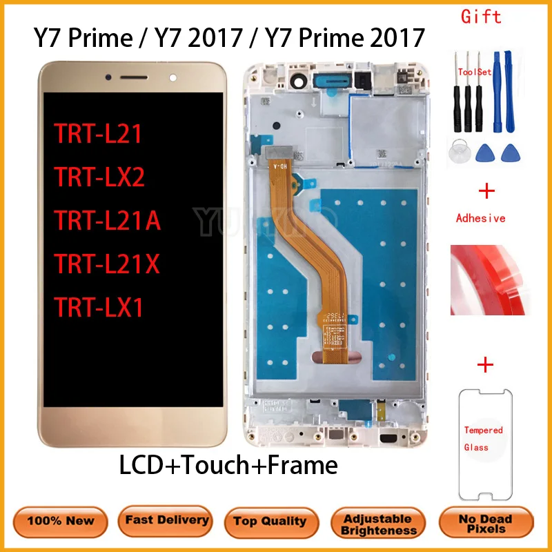 Для HUAWEI Y7 2017 Prime ЖК дисплей сенсорный экран дигитайзер для Huawei с рамкой TRT L21|Экраны