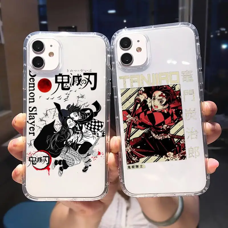 

Demon Slayer Phone Case Transparent for iPhone 6 7 8 11 12 13 s mini pro X XS XR MAX Plus cover funda shell