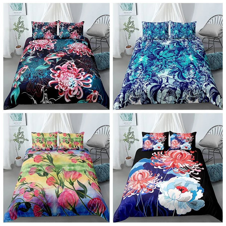 

Комплект постельного белья с цветами, 2/3 шт.