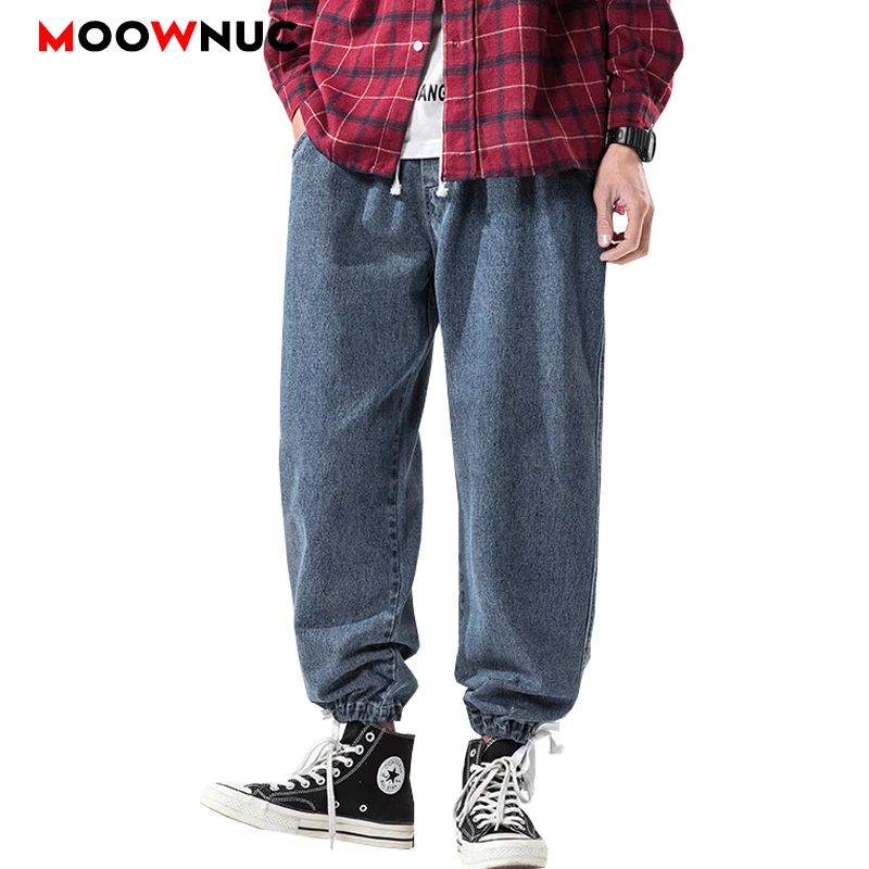 

Джинсы мужские свободного покроя, повседневные брюки до щиколотки, уличная одежда, дизайнерские спортивные штаны из денима в стиле хип-хоп, ...
