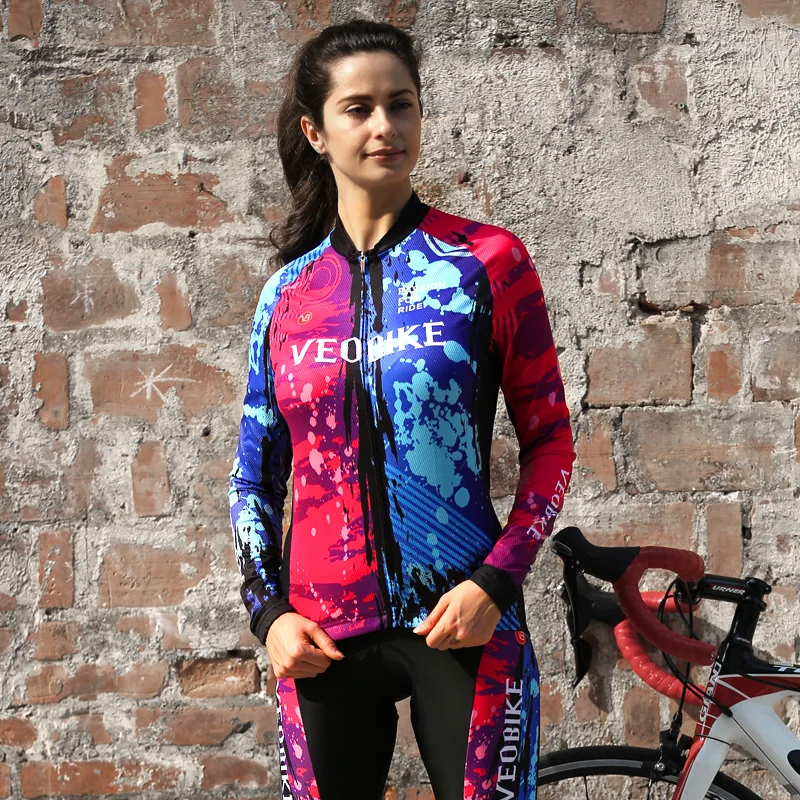 Pro Team Cycling Jersey Set Long Sleeve Winter Thermal Fleece Bicycle Clothes Women Bike Clothing Ladies Cycle Wear