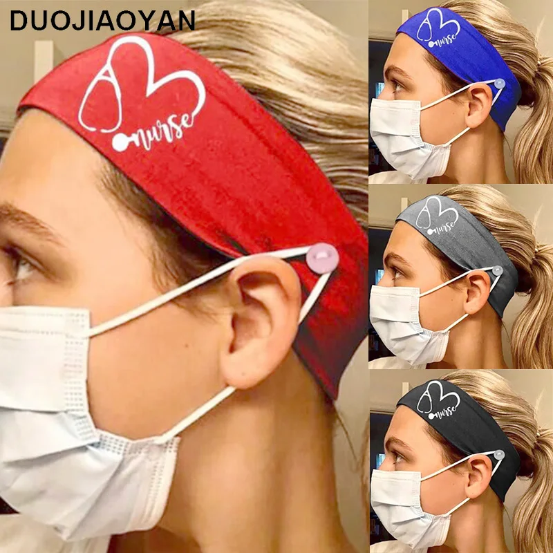 

Women New Personalized Printed Hair Band New Milk-silk Mask Button Hair Band Sports Yoga Head With Women's Cute Hair Accessories