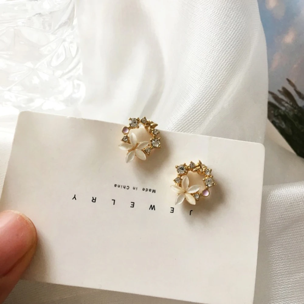 

Han Edition Stud Earrings Fashion Personality Creative Design Flower Shape Earrings Lovely Romantic Ornament In Women