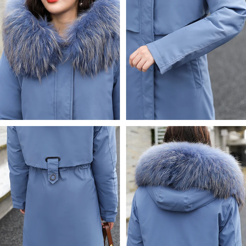 Пальто женское зимнее длинное на молнии с капюшоном и меховым воротником |