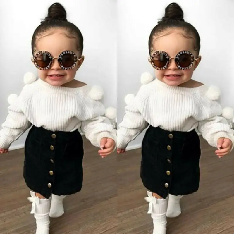 Женский осенний комплект одежды для маленьких девочек теплый Трикотажный свитер