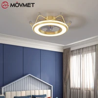 smart ceiling fan with lamp with remote control led dimmable iron arcylic kidsroom livingroom bedroom home lighting indoor fans