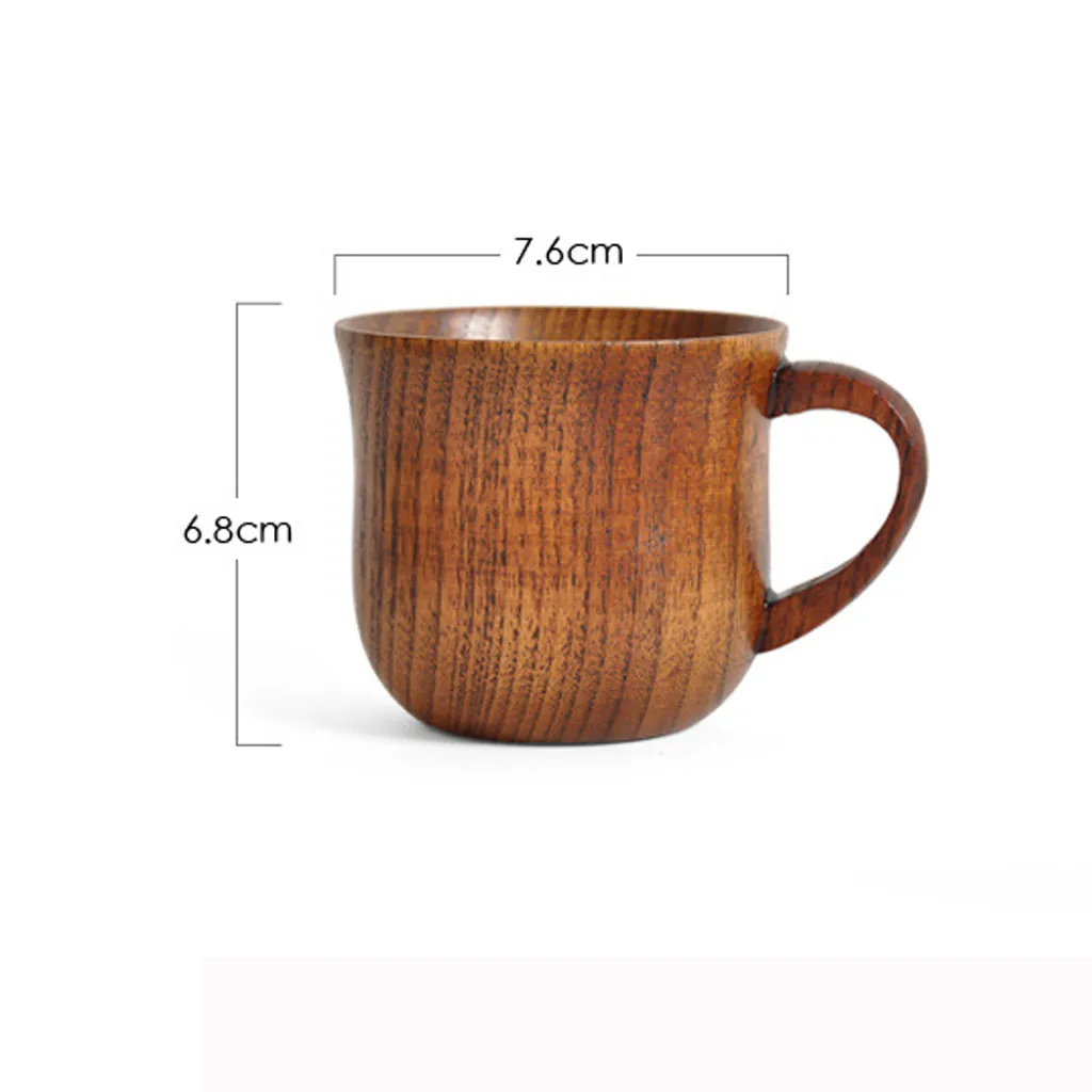 

New Creative Natural Handmade Spruce Wooden Milk Coffee Breakfast Cup with Handle for Household Small Beverage Cup Ornaments