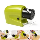 Электрическая точилка для ножей, регулируемый кухонный инструмент для заточки, ножницы, зеленое среднее и тонкое шлифовальное лезвие