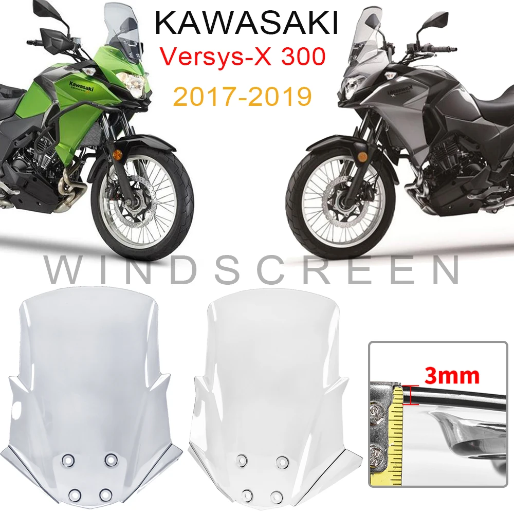 

Windshield Windscreen For Kawasaki Versys X-300 VERSYS-X 300 2017-2021 2018 Motorcycle Accessories Pare-brise Wind Deflectors
