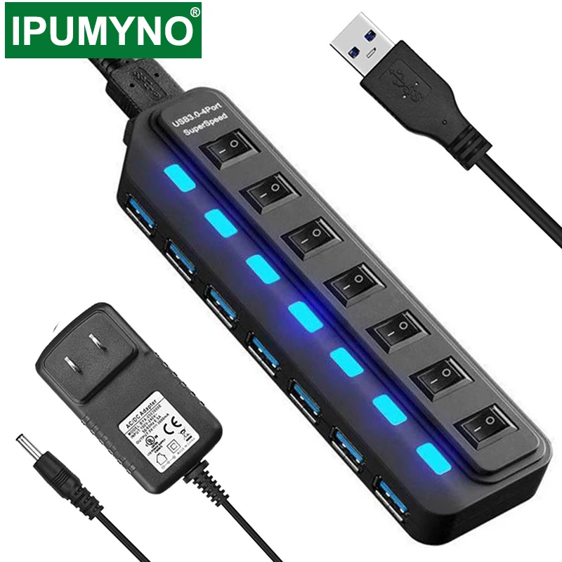 USB-концентратор с 4/7 портами Usb 3 0 и адаптером питания для Macbook Air Pro Xiaomi аксессуары
