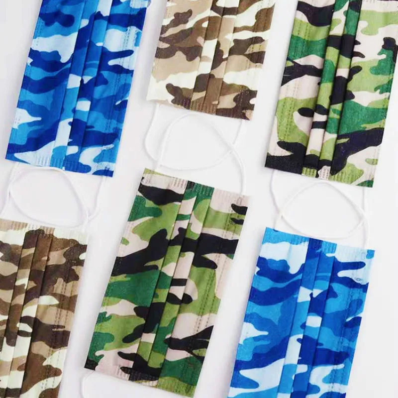 

10/50/100/200pcs Disposable Face Mask Non-woven 3 Layers Anti Dust Smog Haze Filter Breathable Gauze Mask Adult Camouflage Mask