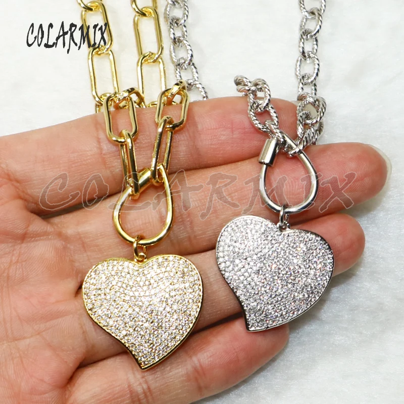 

3 strands heart LOVE pendants necklace link necklace keep color quality zircon pendants accessories gift for women 50382
